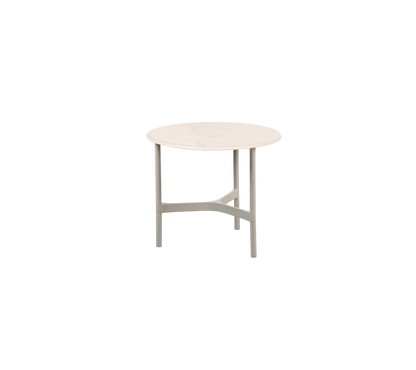 Cane-line Twist sofabord liten Ø45 cm – Sand, aluminium / Travertine look, keramikk