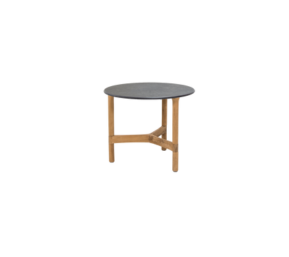 Cane-line Twist sofabord liten Ø45 cm – Teak / Fossil black, keramikk