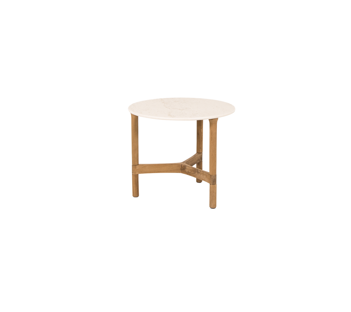 Cane-line Twist sofabord liten Ø45 cm – Teak / Travertine look, keramikk