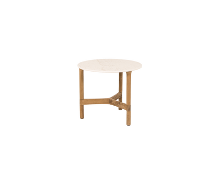 Cane-line Twist sofabord liten Ø45 cm – Teak / Travertine look, keramikk
