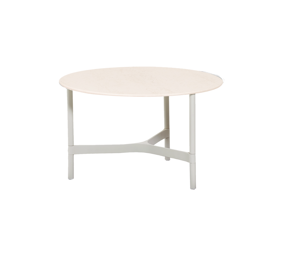Cane-line Twist sofabord medium Ø70 cm – Sand, aluminium / Travertine look, keramikk