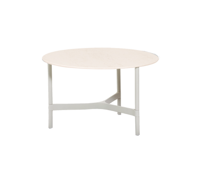 Cane-line Twist sofabord medium Ø70 cm – Sand, aluminium / Travertine look, keramikk