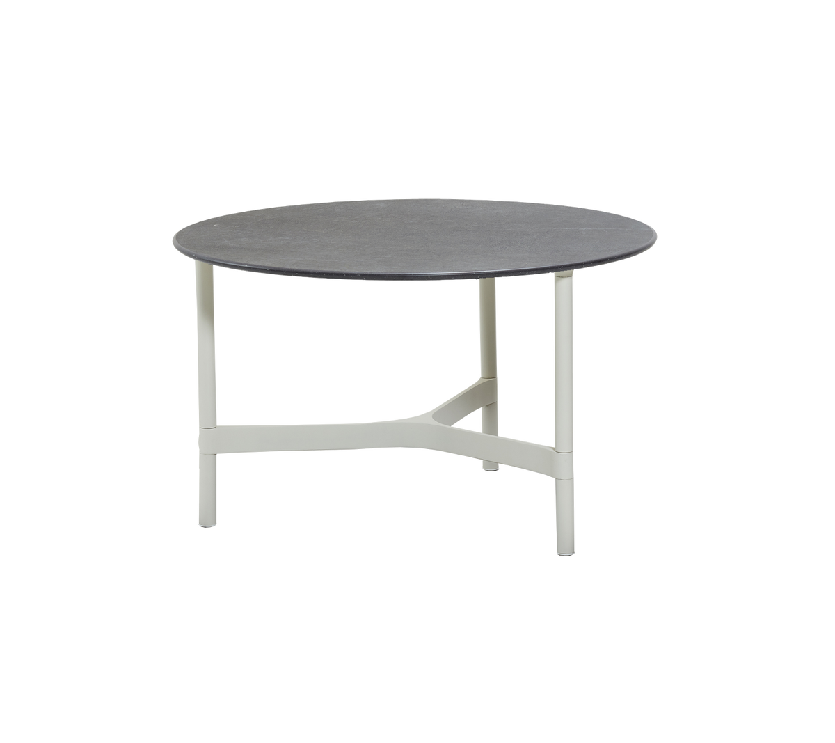 Cane-line Twist sofabord medium Ø70 cm – White, aluminium / Fossil black, keramikk