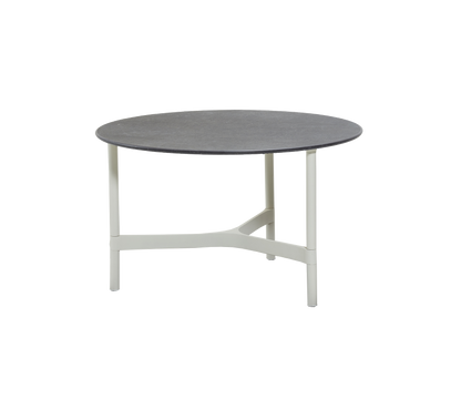 Cane-line Twist sofabord medium Ø70 cm – White, aluminium / Fossil black, keramikk