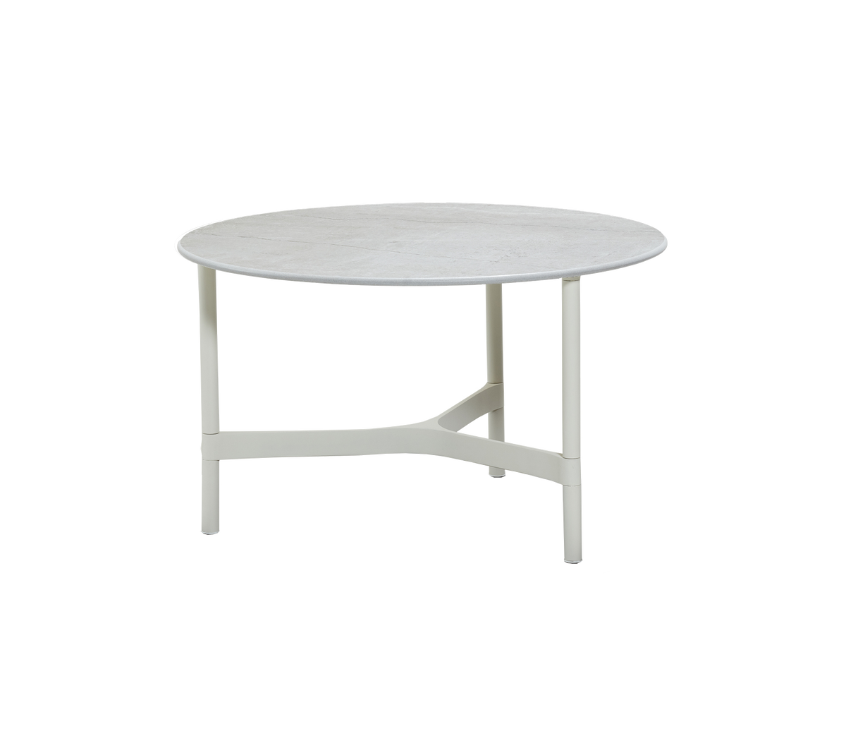 Cane-line Twist sofabord medium Ø70 cm – White, aluminium / Fossil grey, keramikk
