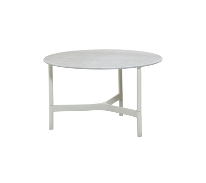 Cane-line Twist sofabord medium Ø70 cm – White, aluminium / Fossil grey, keramikk