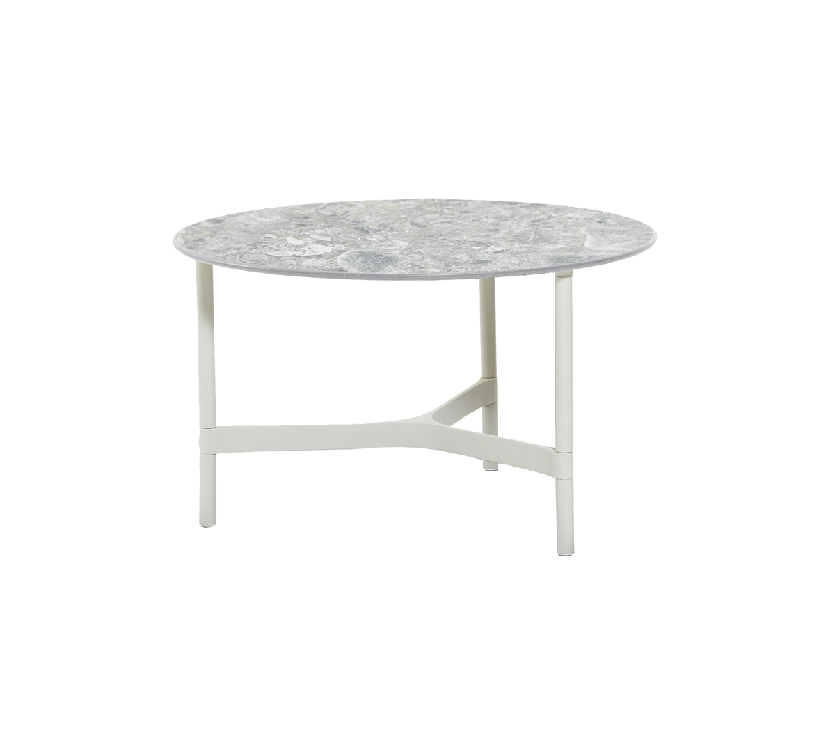 Cane-line Twist sofabord medium Ø70 cm – White, aluminium / Multi colour, keramikk