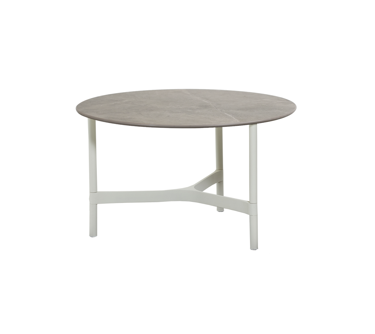 Cane-line Twist sofabord medium Ø70 cm – White, aluminium / Taupe, keramikk