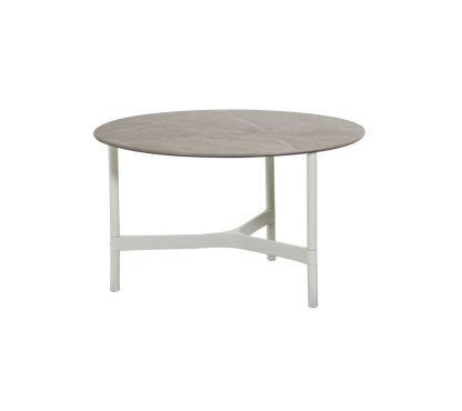 Cane-line Twist sofabord medium Ø70 cm – White, aluminium / Taupe, keramikk
