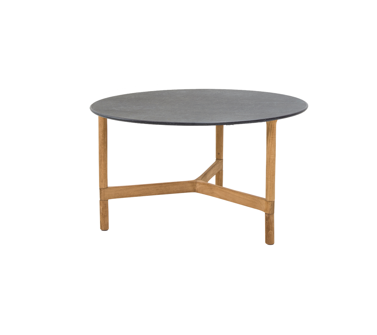 Cane-line Twist sofabord medium Ø70 cm – Teak / Fossil black, keramikk