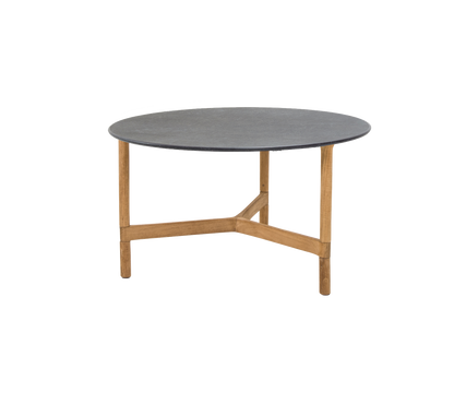 Cane-line Twist sofabord medium Ø70 cm – Teak / Fossil black, keramikk