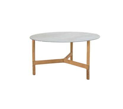 Cane-line Twist sofabord medium Ø70 cm – Teak / Fossil grey, keramikk