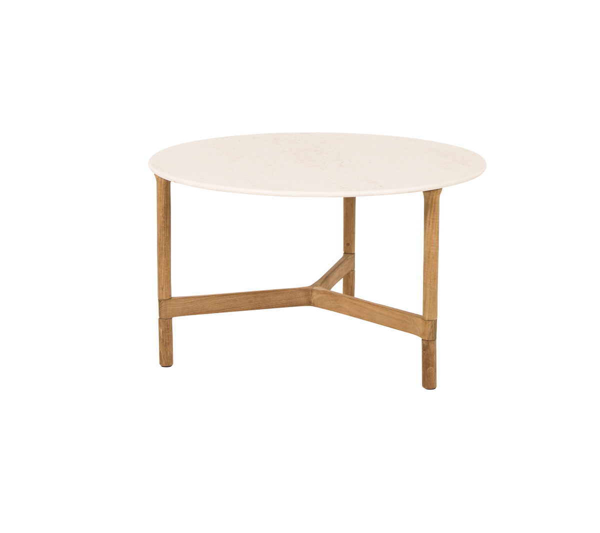 Cane-line Twist sofabord medium Ø70 cm – Teak / Travertine look, keramikk