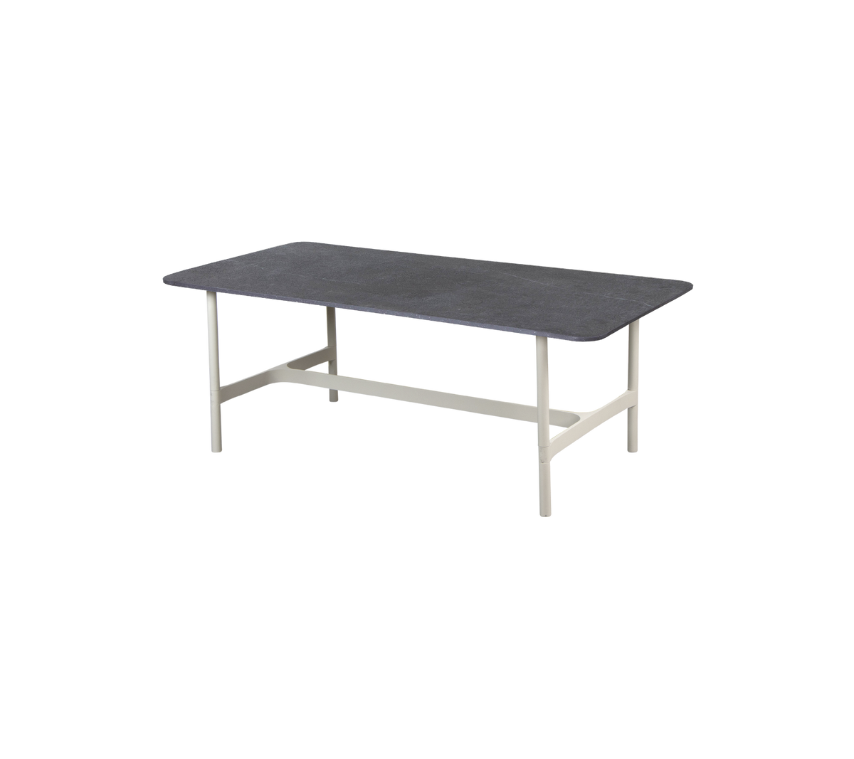 Cane-line Twist sofabord rektangulært 120×60 cm – Sand, aluminium / Fossil black, keramikk m/avrundede hjørner