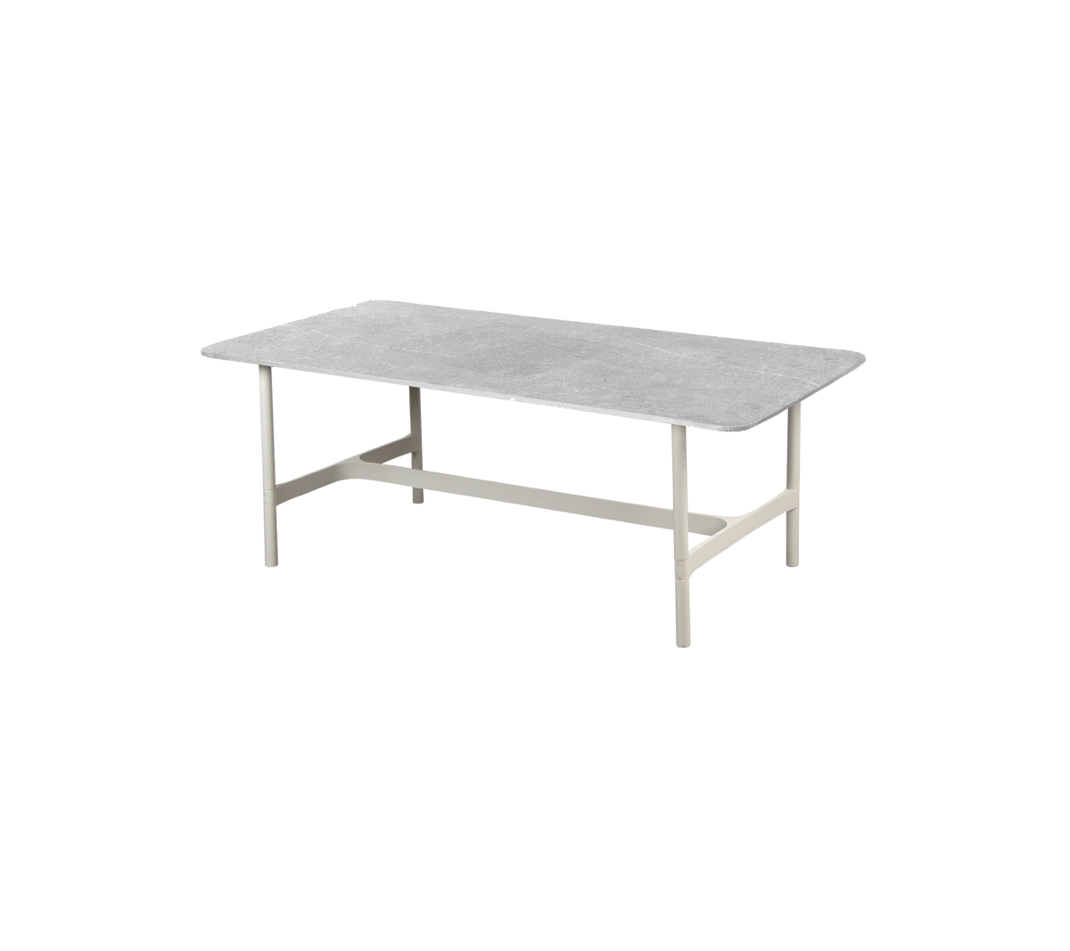 Cane-line Twist sofabord rektangulært 120×60 cm – Sand, aluminium / Fossil grey, keramikk m/avrundede hjørner