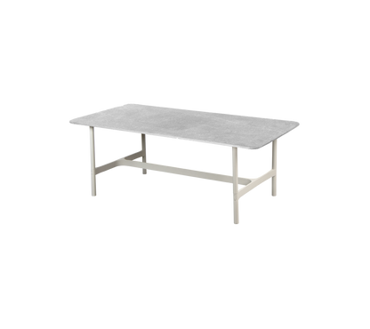 Cane-line Twist sofabord rektangulært 120×60 cm – Sand, aluminium / Fossil grey, keramikk m/avrundede hjørner