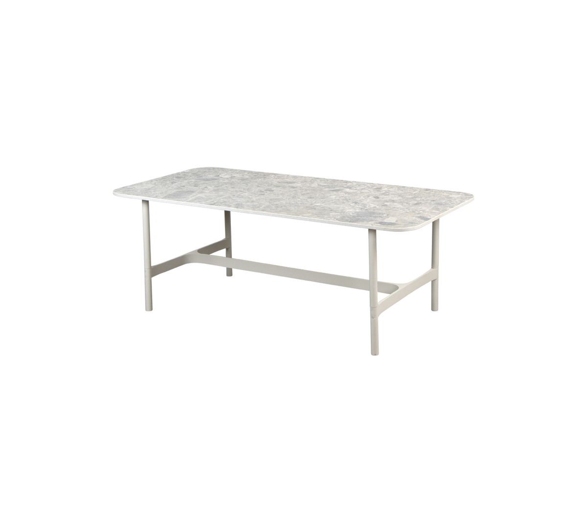 Cane-line Twist sofabord rektangulært 120×60 cm – Sand, aluminium / Multi colour, keramikk m/avrundede hjørner