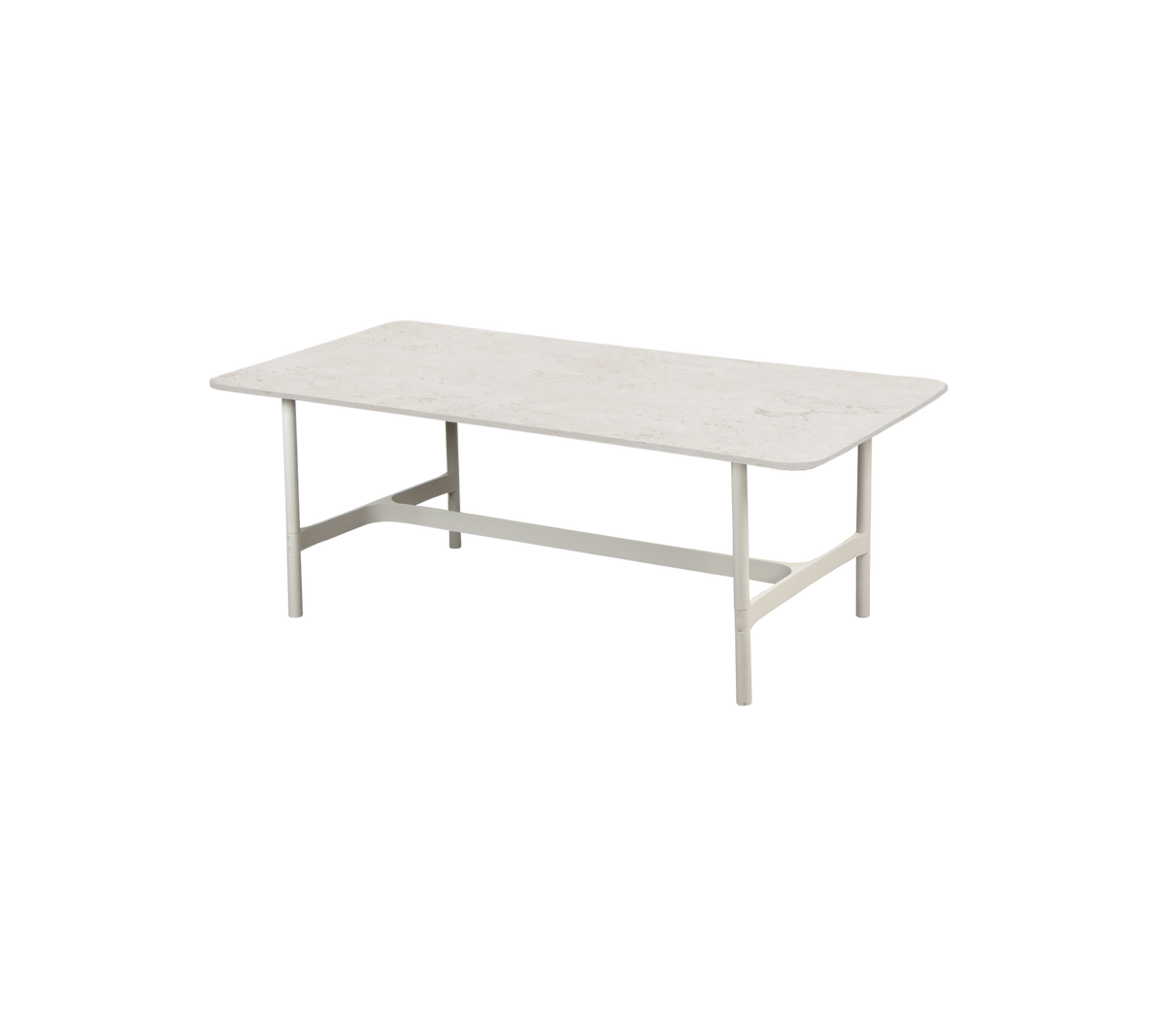 Cane-line Twist sofabord rektangulært 120×60 cm – Sand, aluminium / Travertine look, keramikk m/avrundede hjørner
