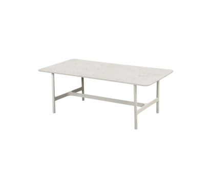 Cane-line Twist sofabord rektangulært 120×60 cm – Sand, aluminium / Travertine look, keramikk m/avrundede hjørner
