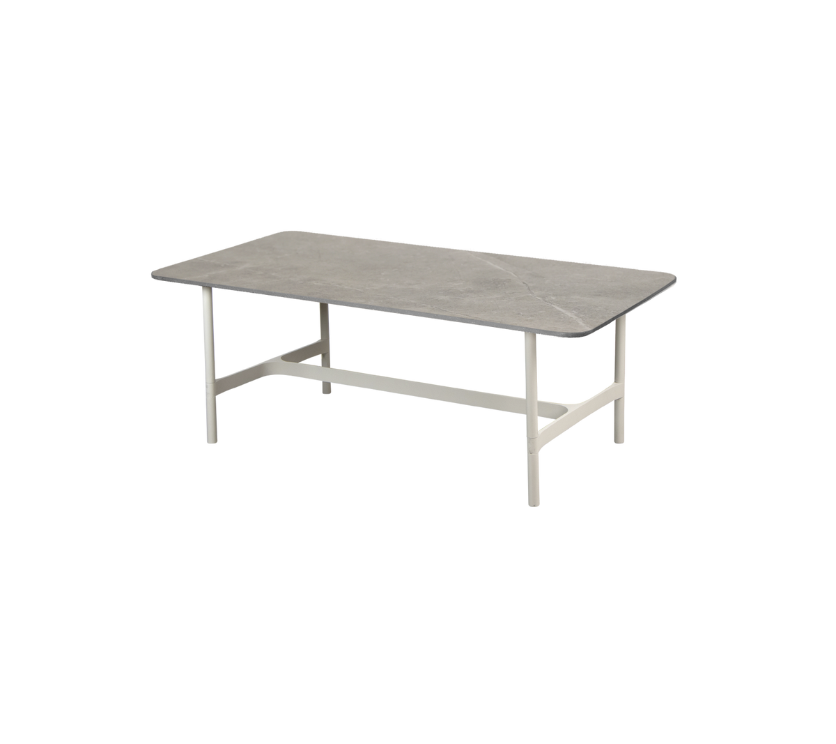 Cane-line Twist sofabord rektangulært 120×60 cm – Sand, aluminium / Taupe, keramikk m/avrundede hjørner