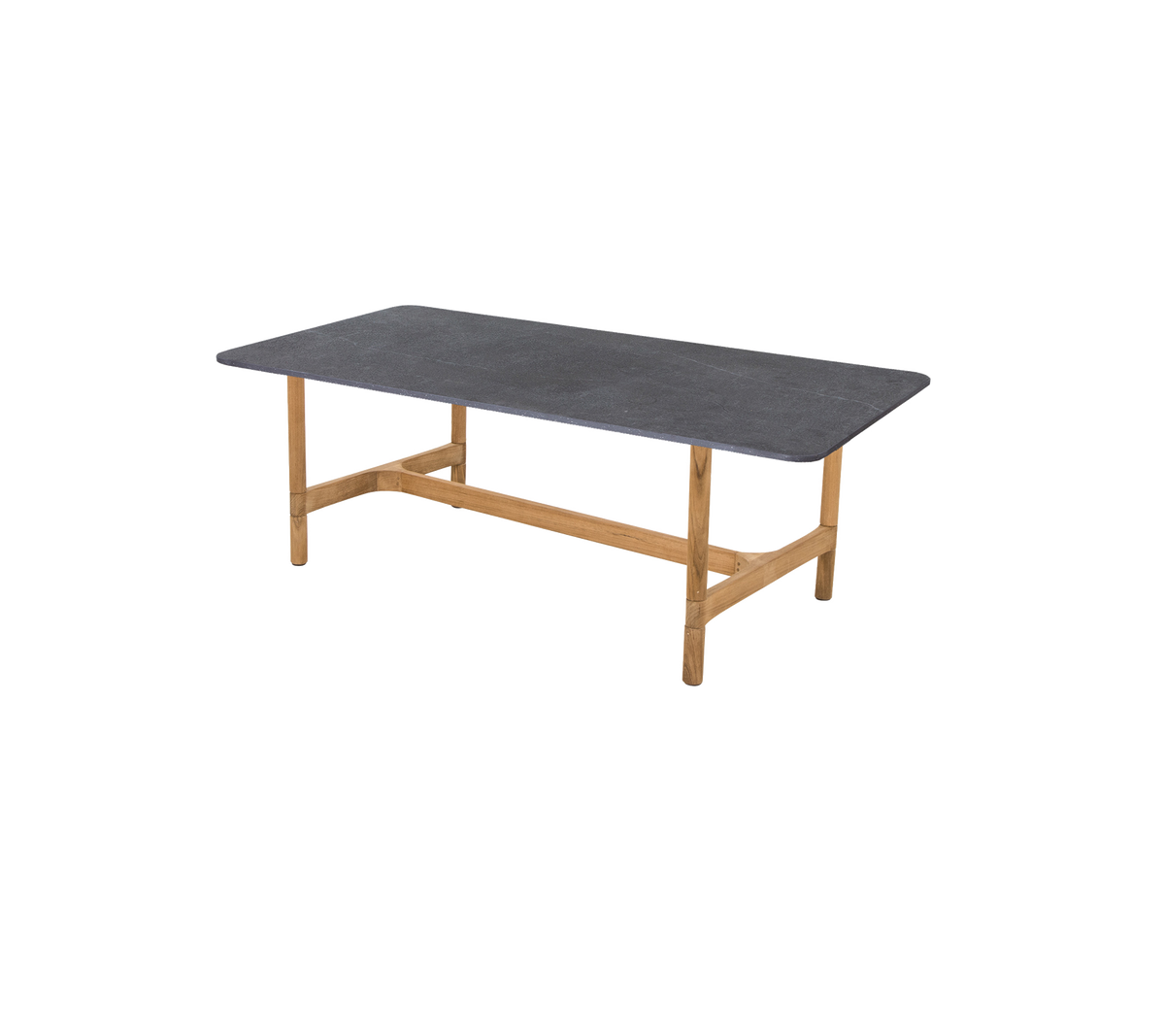 Cane-line Twist sofabord rektangulært 120×60 cm – Teak / Fossil black, keramikk m/avrundede hjørner