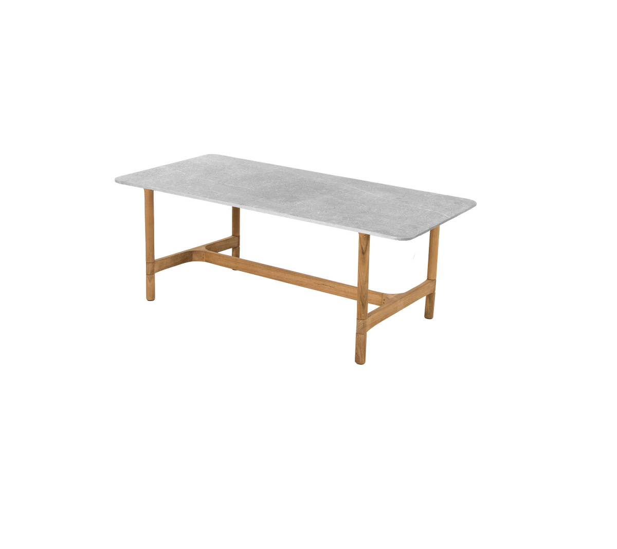 Cane-line Twist sofabord rektangulært 120×60 cm – Teak / Fossil grey, keramikk m/avrundede hjørner