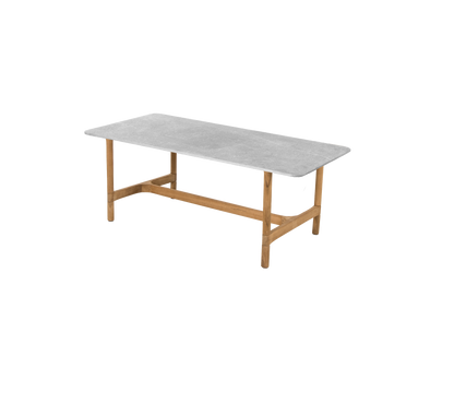 Cane-line Twist sofabord rektangulært 120×60 cm – Teak / Fossil grey, keramikk m/avrundede hjørner