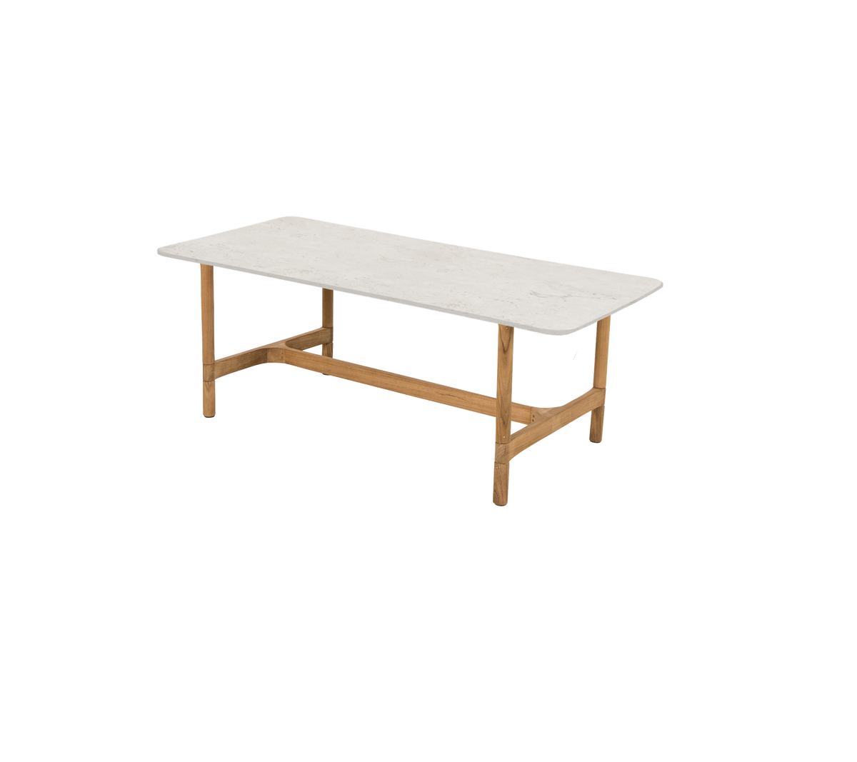 Cane-line Twist sofabord rektangulært 120×60 cm – Teak / Travertine look, keramikk m/avrundede hjørner