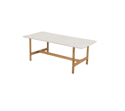 Cane-line Twist sofabord rektangulært 120×60 cm – Teak / Travertine look, keramikk m/avrundede hjørner