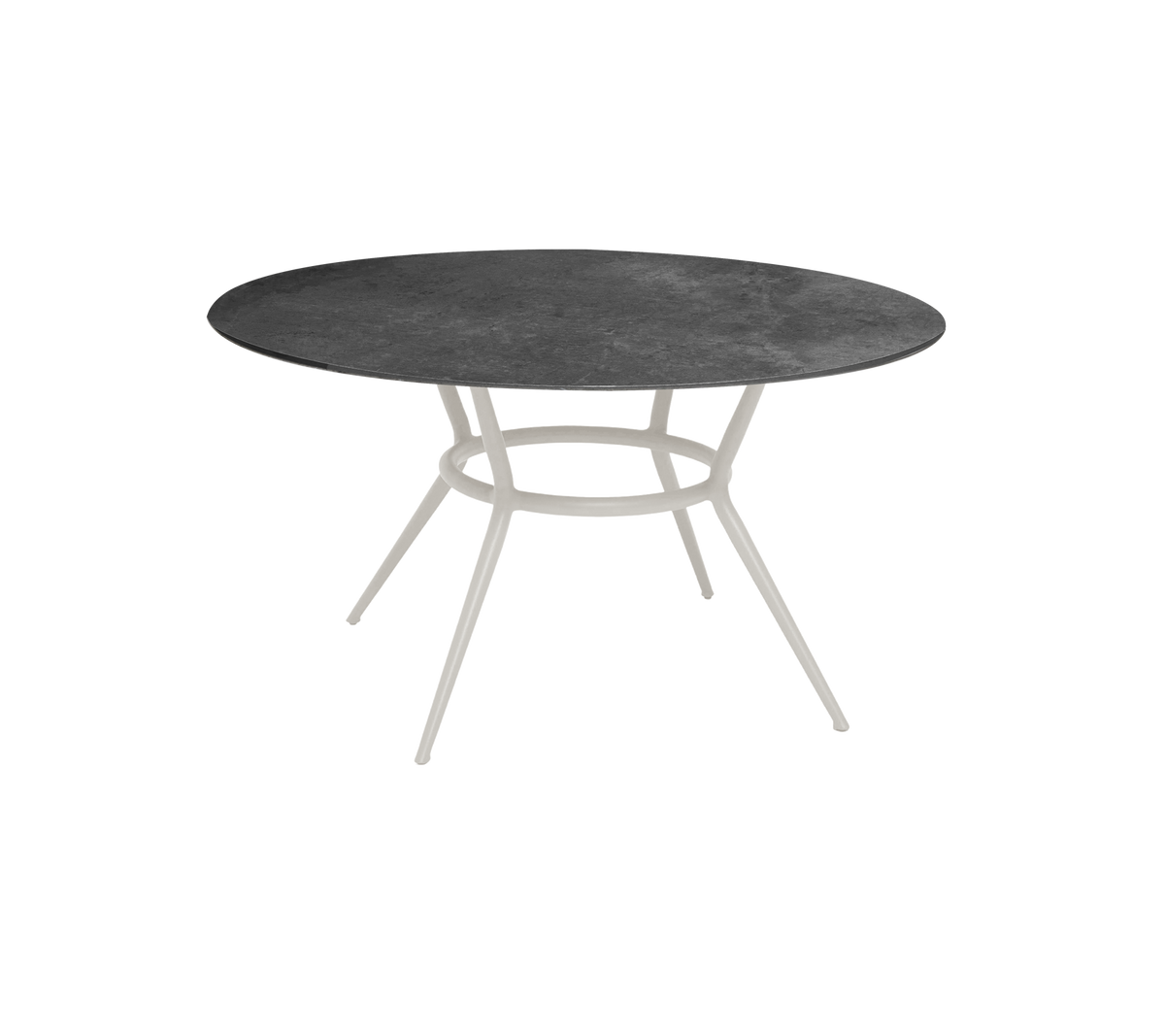 Cane-line Joy spisebord Ø144 cm – Sand, aluminium / Fossil black, keramikk