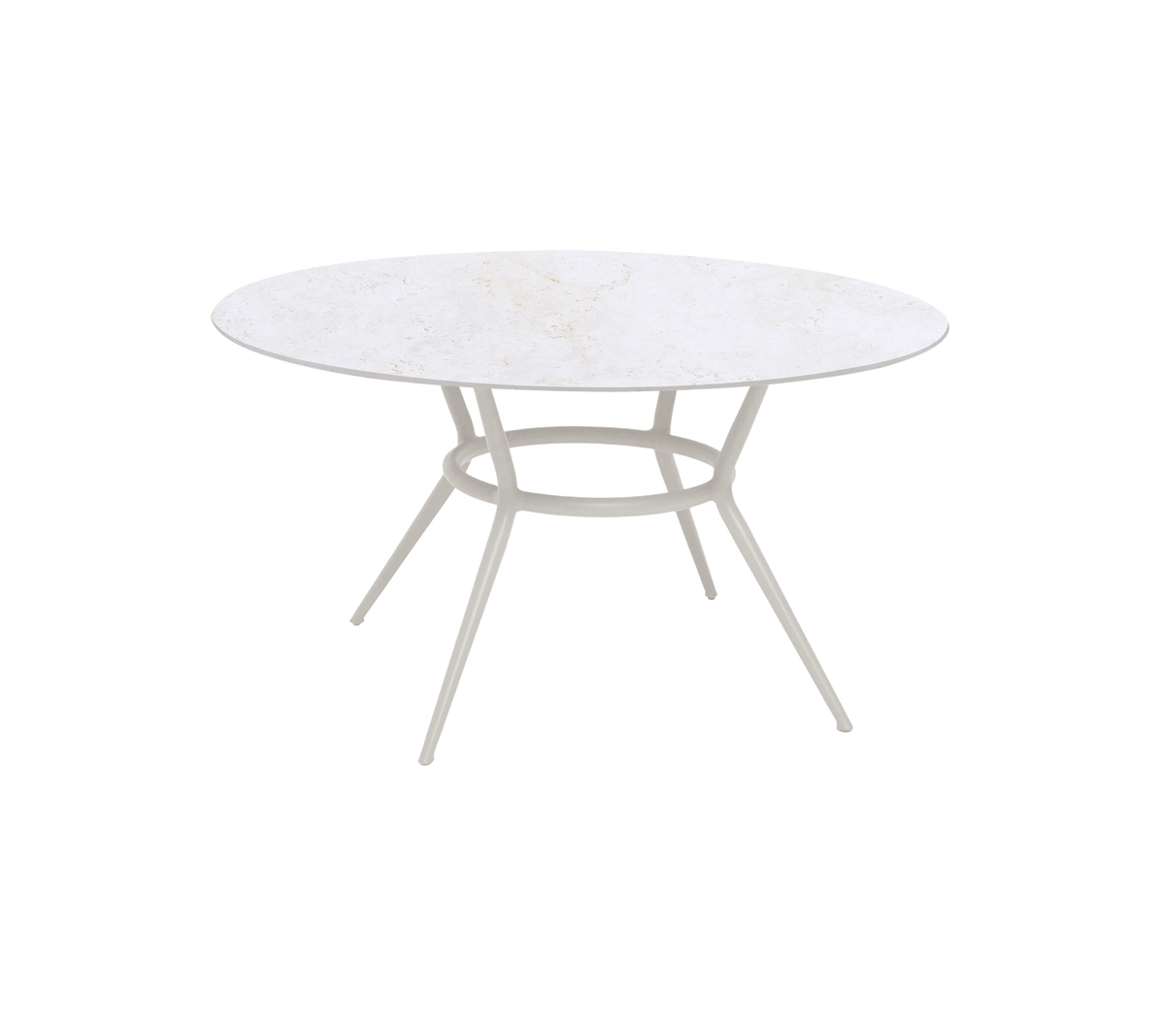 Cane-line Joy spisebord Ø144 cm – Sand, aluminium / Travertine look, keramikk