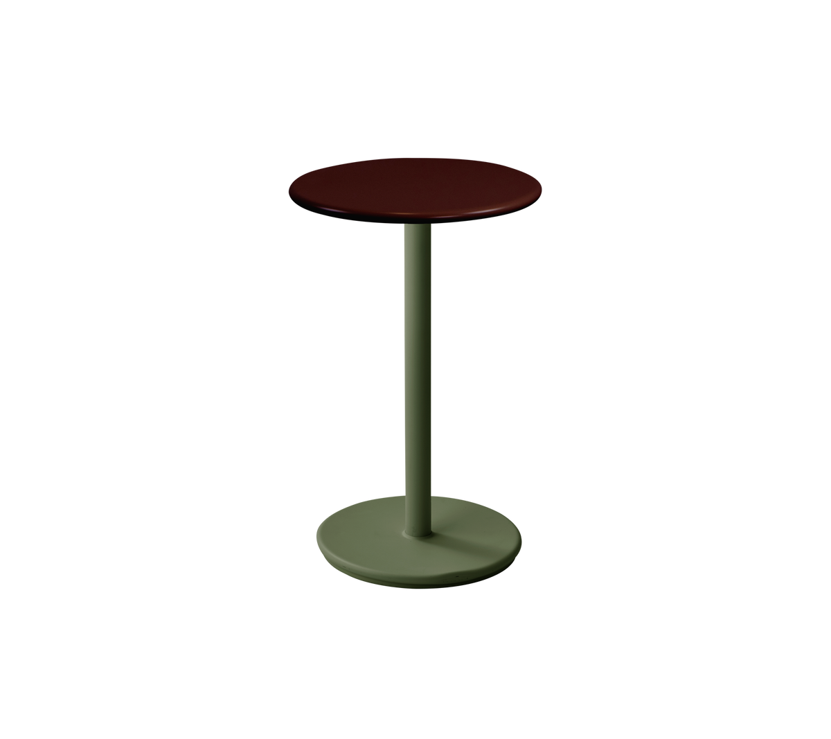 Cane-line Go kafébord Ø45 cm – Dark green, aluminium / Burgundy, halvblank aluminium