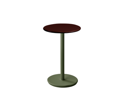 Cane-line Go kafébord Ø45 cm – Dark green, aluminium / Burgundy, halvblank aluminium