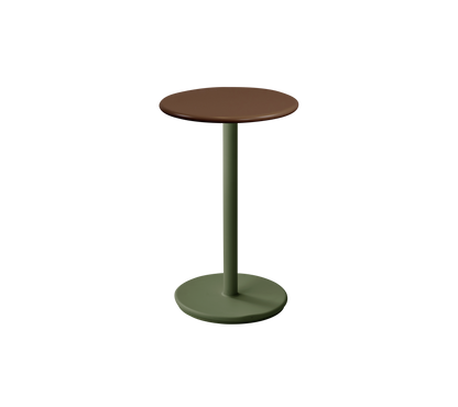Cane-line Go kafébord Ø45 cm – Dark green, aluminium / Desert red, halvblank aluminium