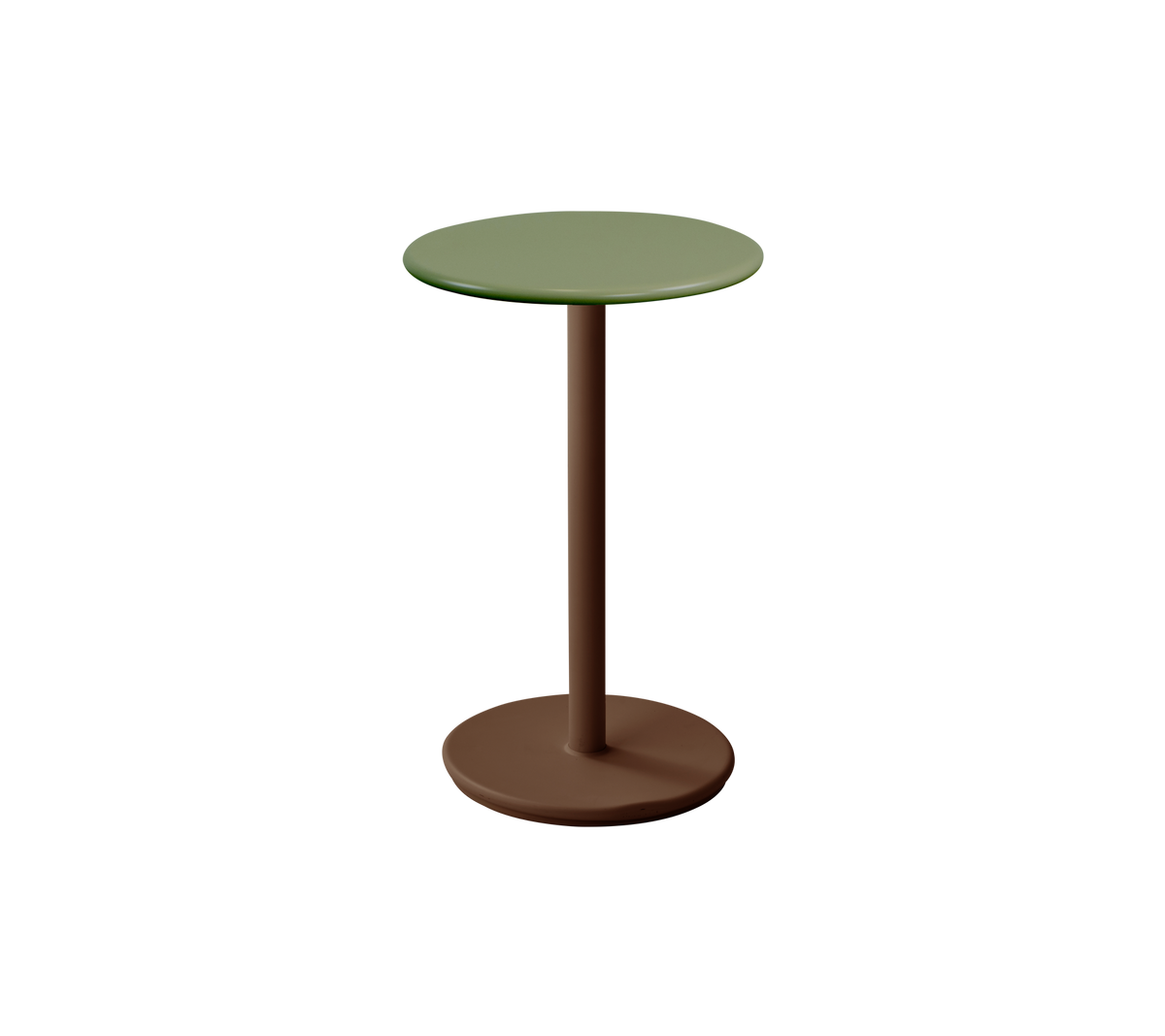 Cane-line Go kafébord Ø45 cm – Desert red, aluminium / Olive green, halvblank aluminium