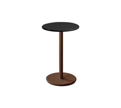Cane-line Go kafébord Ø45 cm – Desert red, aluminium / Lava grey, halvblank aluminium