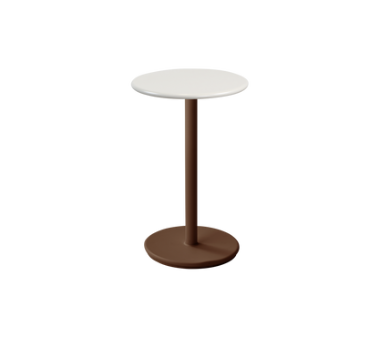 Cane-line Go kafébord Ø45 cm – Desert red, aluminium / Sand, halvblank aluminium