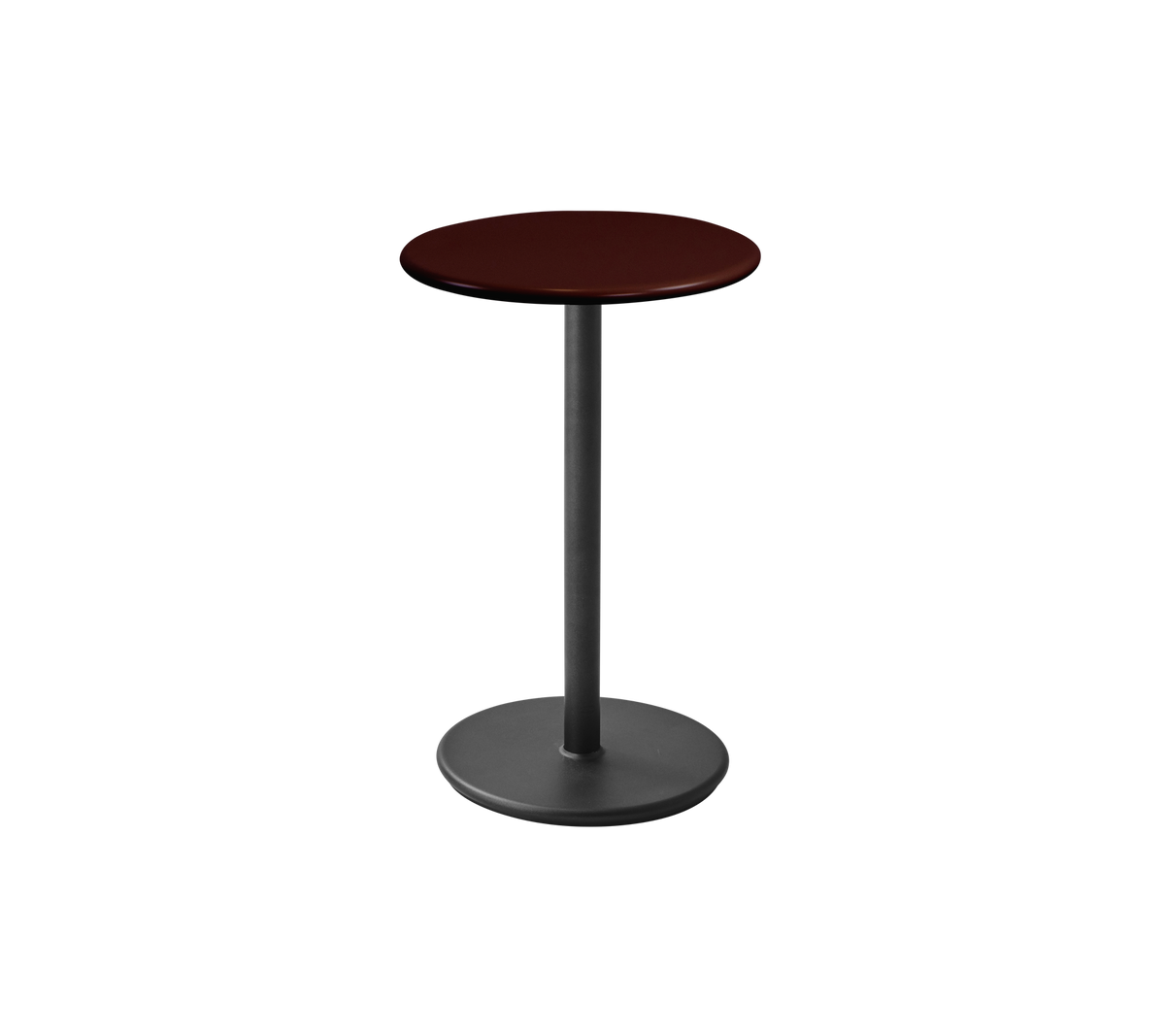 Cane-line Go kafébord Ø45 cm – Lava grey, aluminium / Burgundy, halvblank aluminium