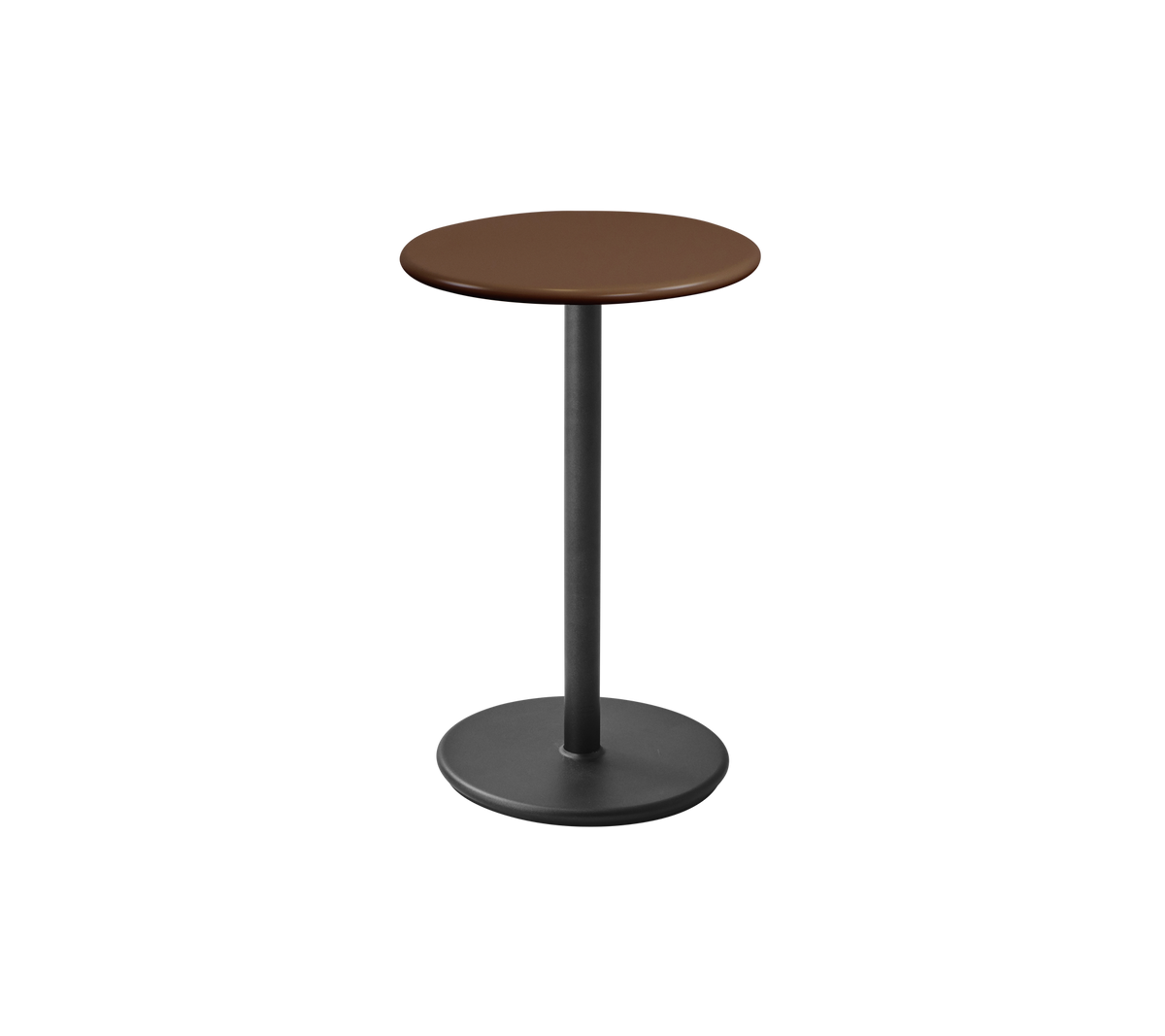 Cane-line Go kafébord Ø45 cm – Lava grey, aluminium / Desert red, halvblank aluminium