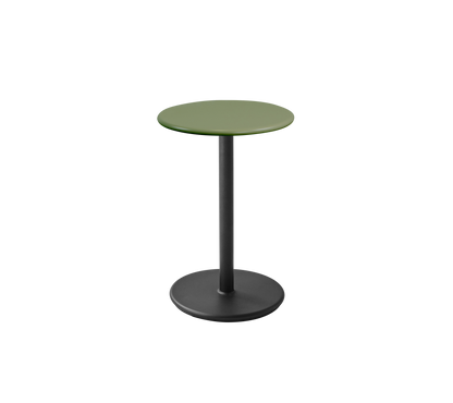 Cane-line Go kafébord Ø45 cm – Lava grey, aluminium / Olive green, halvblank aluminium