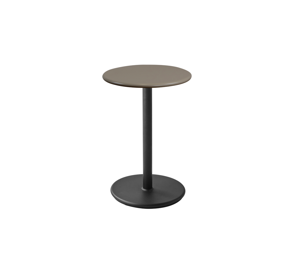 Cane-line Go kafébord Ø45 cm – Lava grey, aluminium / Taupe, halvblank aluminium