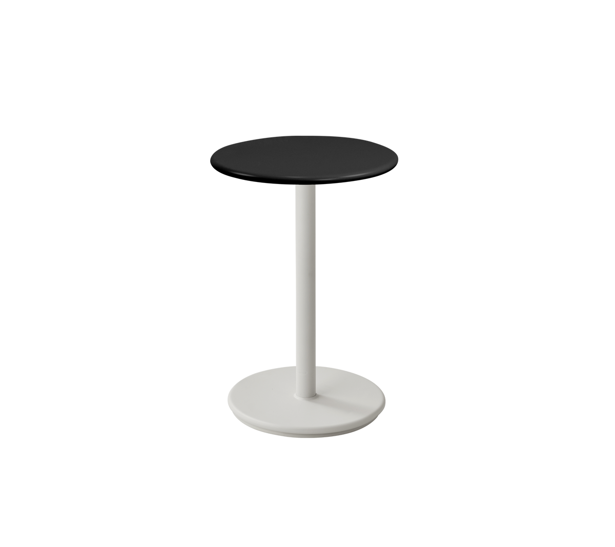 Cane-line Go kafébord Ø45 cm – Sand, aluminium / Lava grey, halvblank aluminium