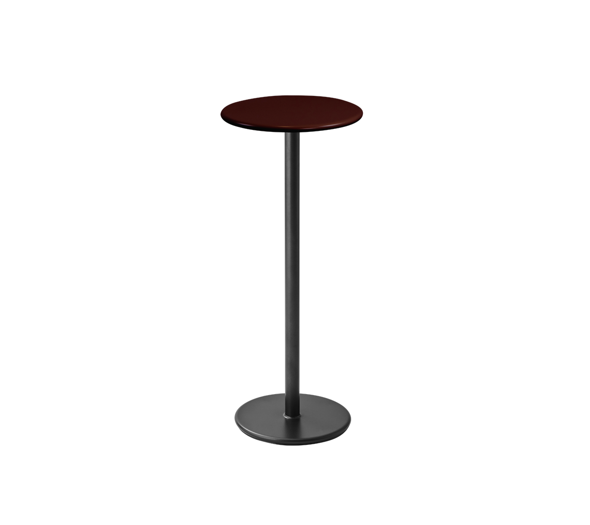 Cane-line Go barbord Ø45 cm – Lava grey, aluminium / Burgundy, halvblank aluminium