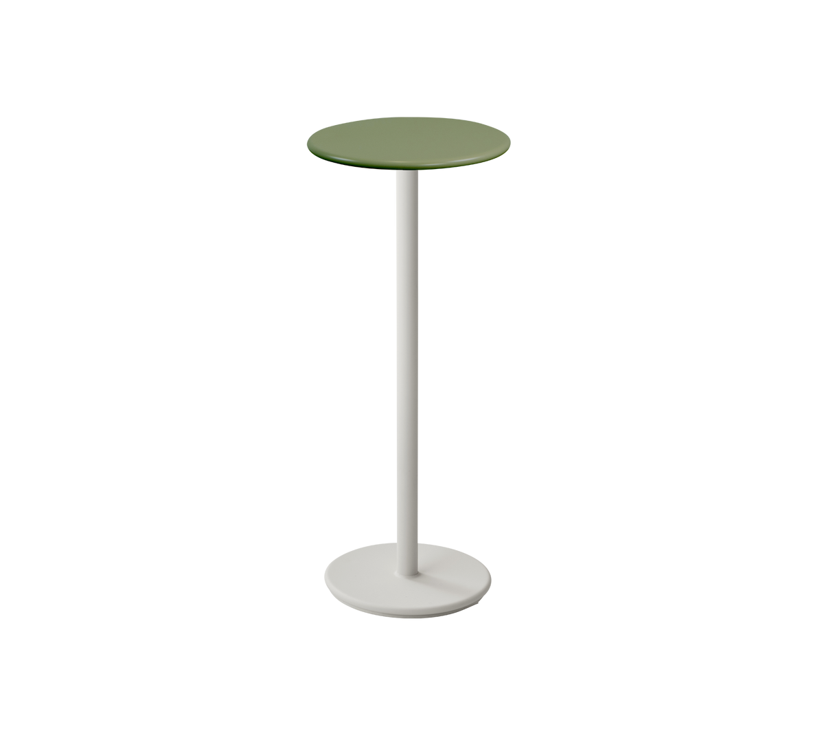 Cane-line Go barbord Ø45 cm – Sand, aluminium / Olive green, halvblank aluminium