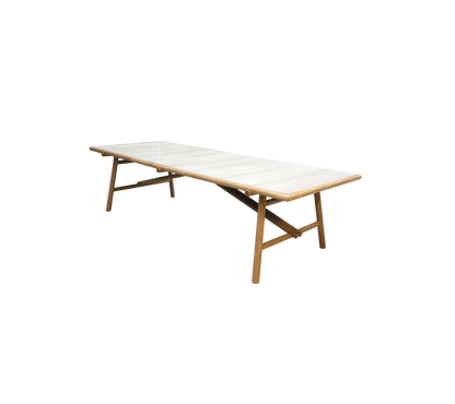 Cane-line Sticks spisebord 280×100 cm – Teak / Sand, glasert stein m/fliser