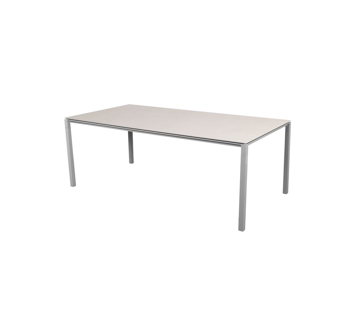 Cane-line Pure spisebord 200×100 cm – Light grey, aluminium / Toscana sand, keramikk