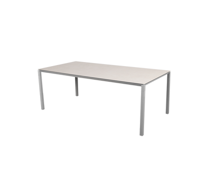 Cane-line Pure spisebord 200×100 cm – Light grey, aluminium / Toscana sand, keramikk