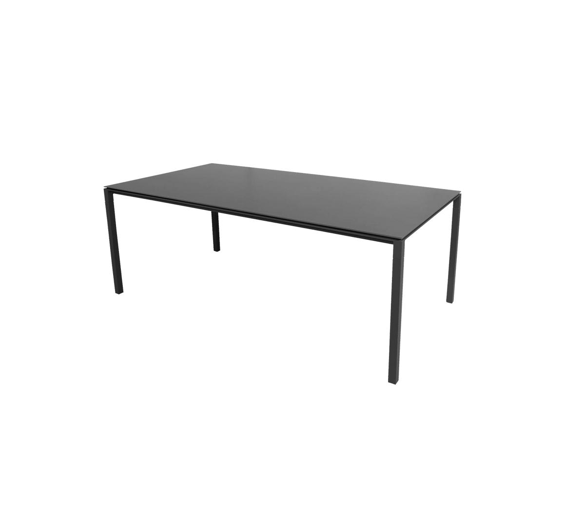 Cane-line Pure spisebord 200×100 cm – Lava grey, aluminium / Nero black, keramikk