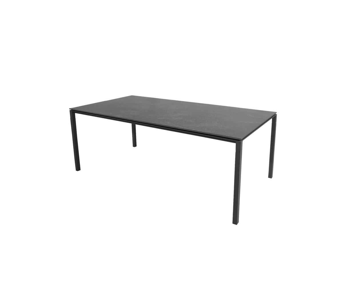 Cane-line Pure spisebord 200×100 cm – Lava grey, aluminium / Fossil black, keramikk