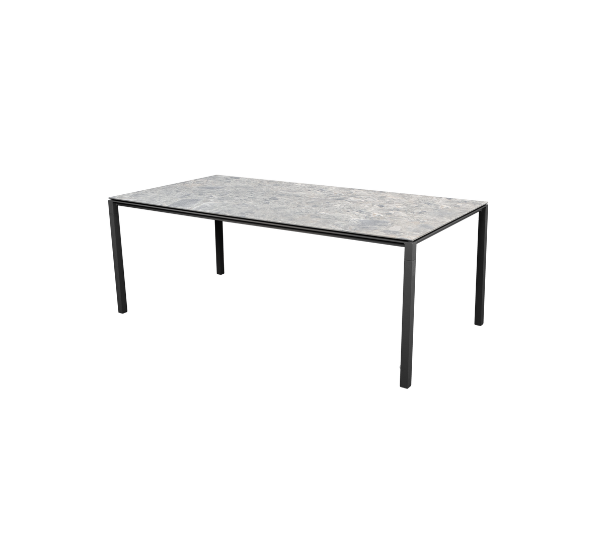 Cane-line Pure spisebord 200×100 cm – Lava grey, aluminium / Multi colour, keramikk